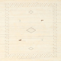 Square Contemporary Peach Beige Solid Rug, con2611