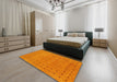 Contemporary Orange Red Modern Rug in a Bedroom, con2614