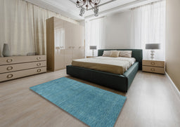 Contemporary Blue Green Modern Rug in a Bedroom, con2616