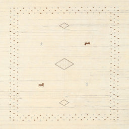 Sideview of Machine Washable Contemporary Navajo White Rug, wshcon2617