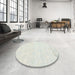 Round Machine Washable Contemporary Pale Silver Gray Rug in a Office, wshcon261