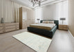 Contemporary Pale Silver Gray Modern Rug in a Bedroom, con261