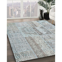 Contemporary Gunmetal Gray Patchwork Rug, con2621