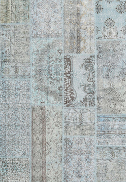 Contemporary Gunmetal Gray Patchwork Rug, con2621