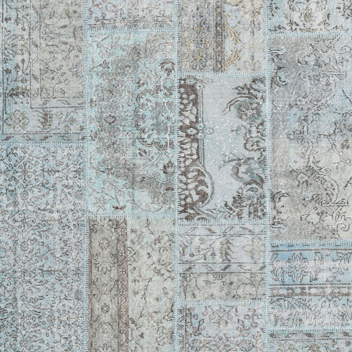 Contemporary Gunmetal Gray Patchwork Rug, con2621