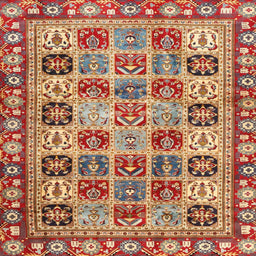 Square Contemporary Red Southwestern Rug, con2622