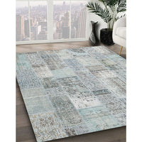 Contemporary Gunmetal Gray Patchwork Rug, con2623