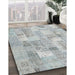 Contemporary Gunmetal Gray Patchwork Rug in Family Room, con2623