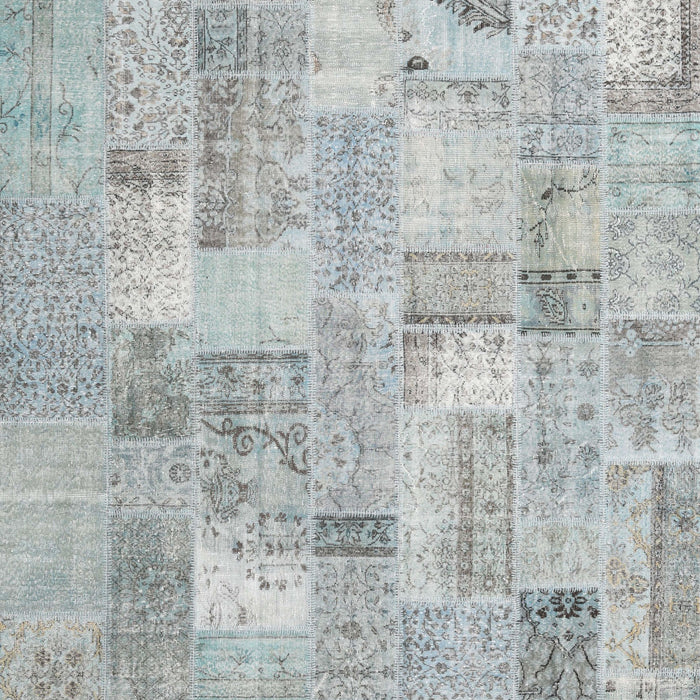 Contemporary Gunmetal Gray Patchwork Rug, con2623
