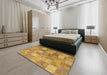 Contemporary Sedona Brown Patchwork Rug in a Bedroom, con2624