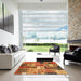 Square Machine Washable Contemporary Orange Rug in a Living Room, wshcon2626