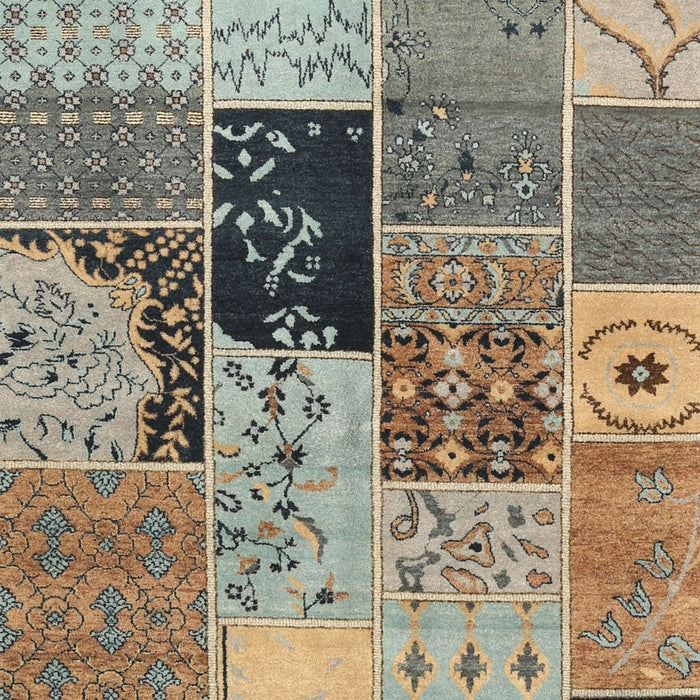 Contemporary Brown Patchwork Rug, con2627