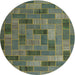 Square Machine Washable Contemporary Khaki Green Rug, wshcon2629