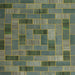 Square Contemporary Khaki Green Patchwork Rug, con2629