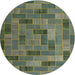 Sideview of Contemporary Khaki Green Patchwork Rug, con2629