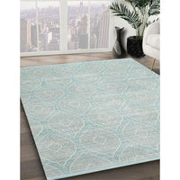 Contemporary Light Steel Blue Modern Rug, con262