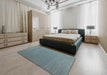 Contemporary Grayish Turquoise Green Modern Rug in a Bedroom, con2630