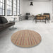 Round Contemporary Rust Pink Modern Rug in a Office, con2631