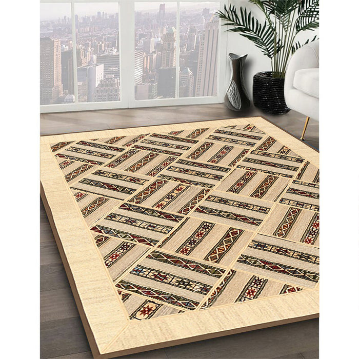 Machine Washable Contemporary Brown Gold Rug in a Family Room, wshcon2634
