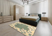 Contemporary Khaki Green Modern Rug in a Bedroom, con2635