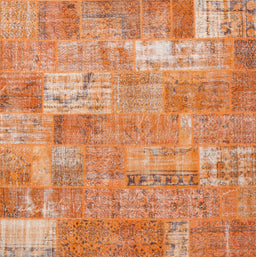 Contemporary Orange Red Patchwork Rug, con2637