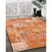 Contemporary Orange Red Patchwork Rug in Family Room, con2637