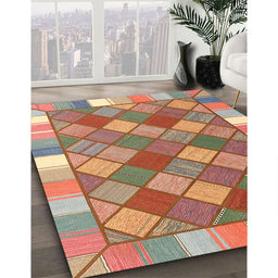 Contemporary Camel Brown Southwestern Rug in Family Room, con2639