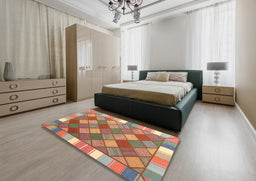 Contemporary Camel Brown Southwestern Rug in a Bedroom, con2639