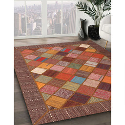 Machine Washable Contemporary Rust Pink Rug in a Family Room, wshcon2642
