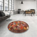 Round Contemporary Rust Pink Modern Rug in a Office, con2642