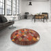 Round Machine Washable Contemporary Rust Pink Rug in a Office, wshcon2642