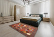 Contemporary Rust Pink Modern Rug in a Bedroom, con2642