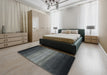 Contemporary Gunmetal Green Modern Rug in a Bedroom, con2643