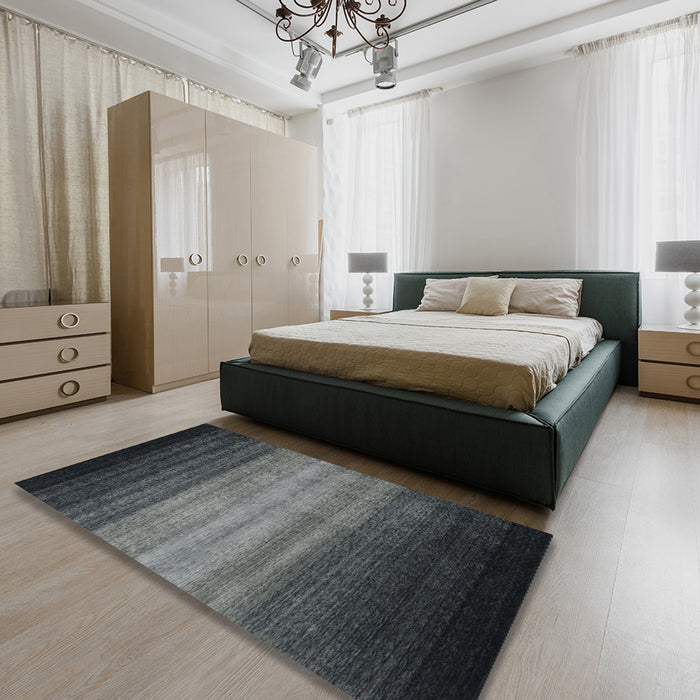 Machine Washable Contemporary Gunmetal Green Rug in a Bedroom, wshcon2643