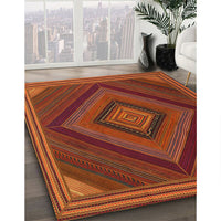 Contemporary Mahogany Brown Modern Rug, con2644