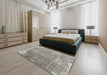 Contemporary Army Brown Modern Rug in a Bedroom, con2645