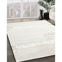 Contemporary Dark White Beige Solid Rug, con2646