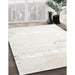 Contemporary Dark White Beige Solid Rug in Family Room, con2646