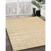 Contemporary Brown Gold Solid Rug in Family Room, con2650