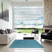 Square Machine Washable Contemporary Blue Ivy Blue Rug in a Living Room, wshcon2651