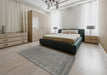 Contemporary Gunmetal Gray Modern Rug in a Bedroom, con2655