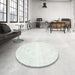 Round Contemporary Light Gray Modern Rug in a Office, con265