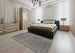 Contemporary Gunmetal Gray Modern Rug in a Bedroom, con2661