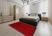 Contemporary Neon Red Modern Rug in a Bedroom, con2665