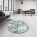 Round Machine Washable Contemporary Light Steel Blue Rug in a Office, wshcon2666