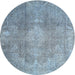 Square Machine Washable Contemporary Slate Blue Grey Blue Rug, wshcon2667