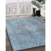 Contemporary Slate Blue Grey Persian Rug in Family Room, con2667