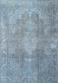 Machine Washable Contemporary Slate Blue Grey Blue Rug, wshcon2667