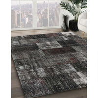 Contemporary Charcoal Black Patchwork Rug, con2668