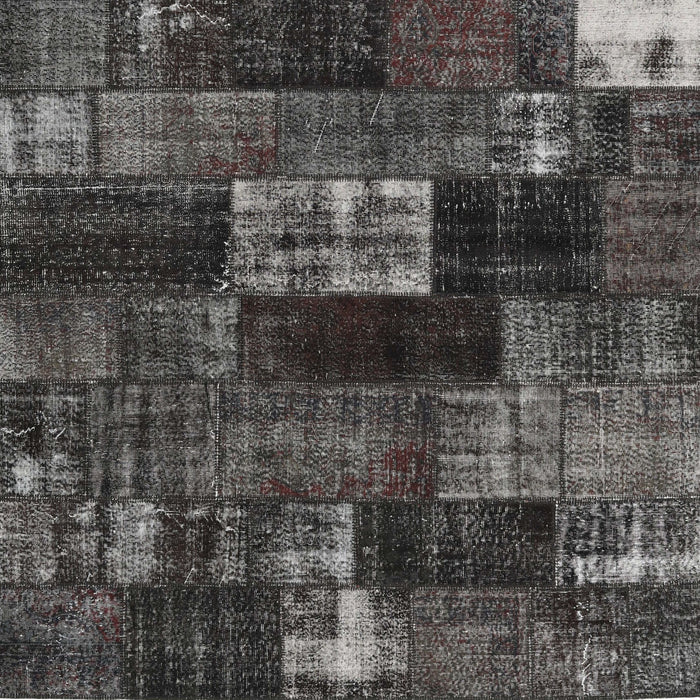 Contemporary Charcoal Black Patchwork Rug, con2668